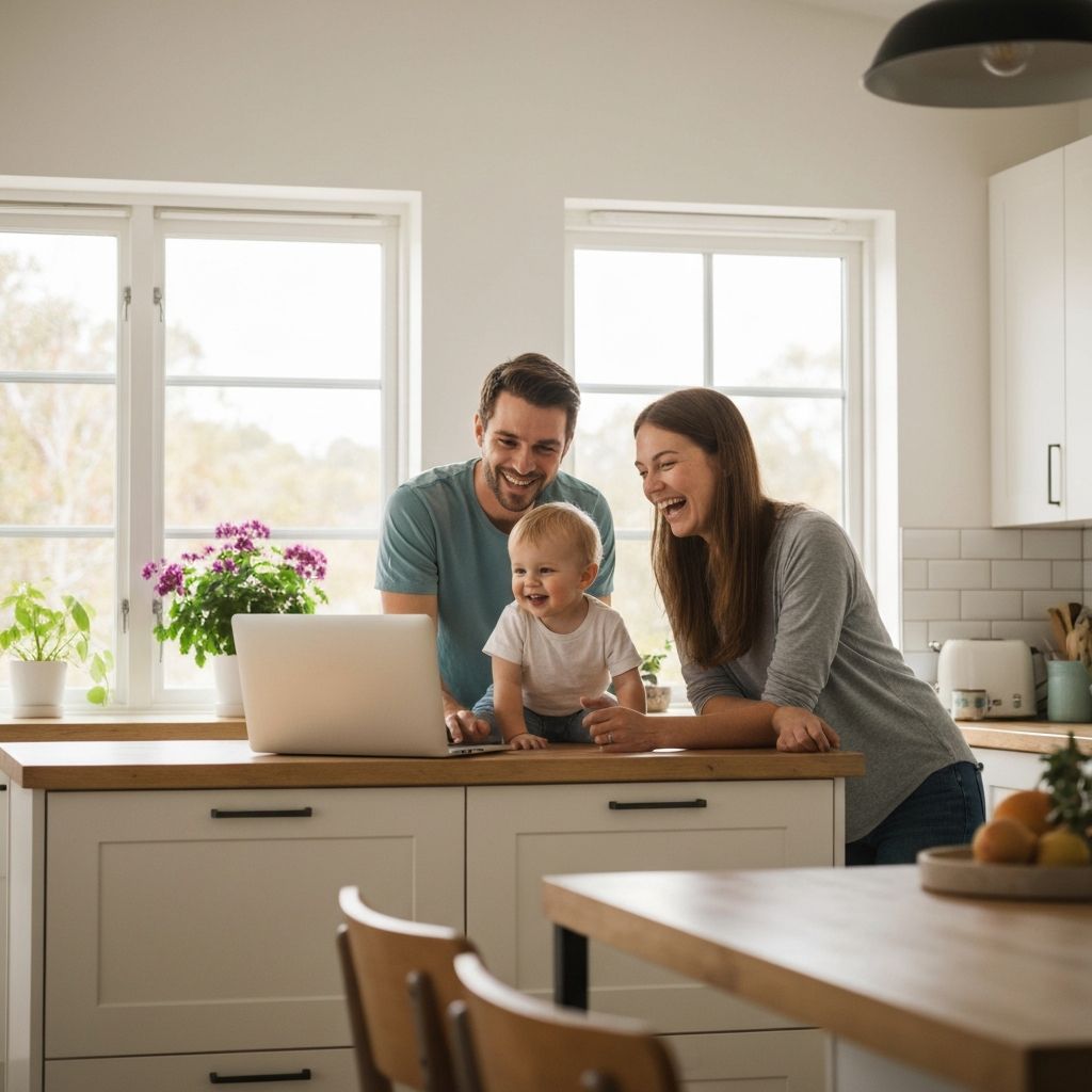 Family at kitchen counter